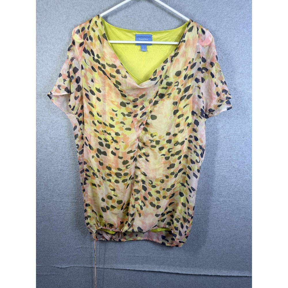 Simply Vera‎ Vera Wang Blouse Womens Large Animal Cowl Neck Dolman Tunic Top